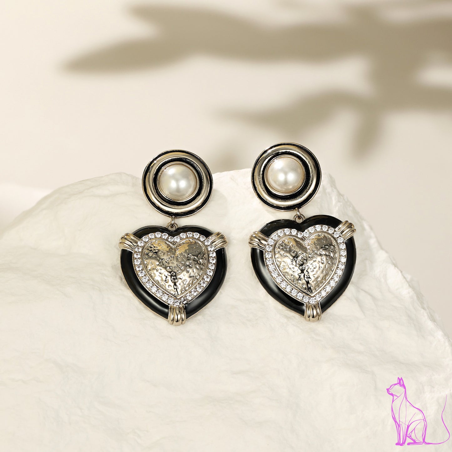 French designer love personality design light luxury simple temperament inlaid zircon texture love enamel earrings women