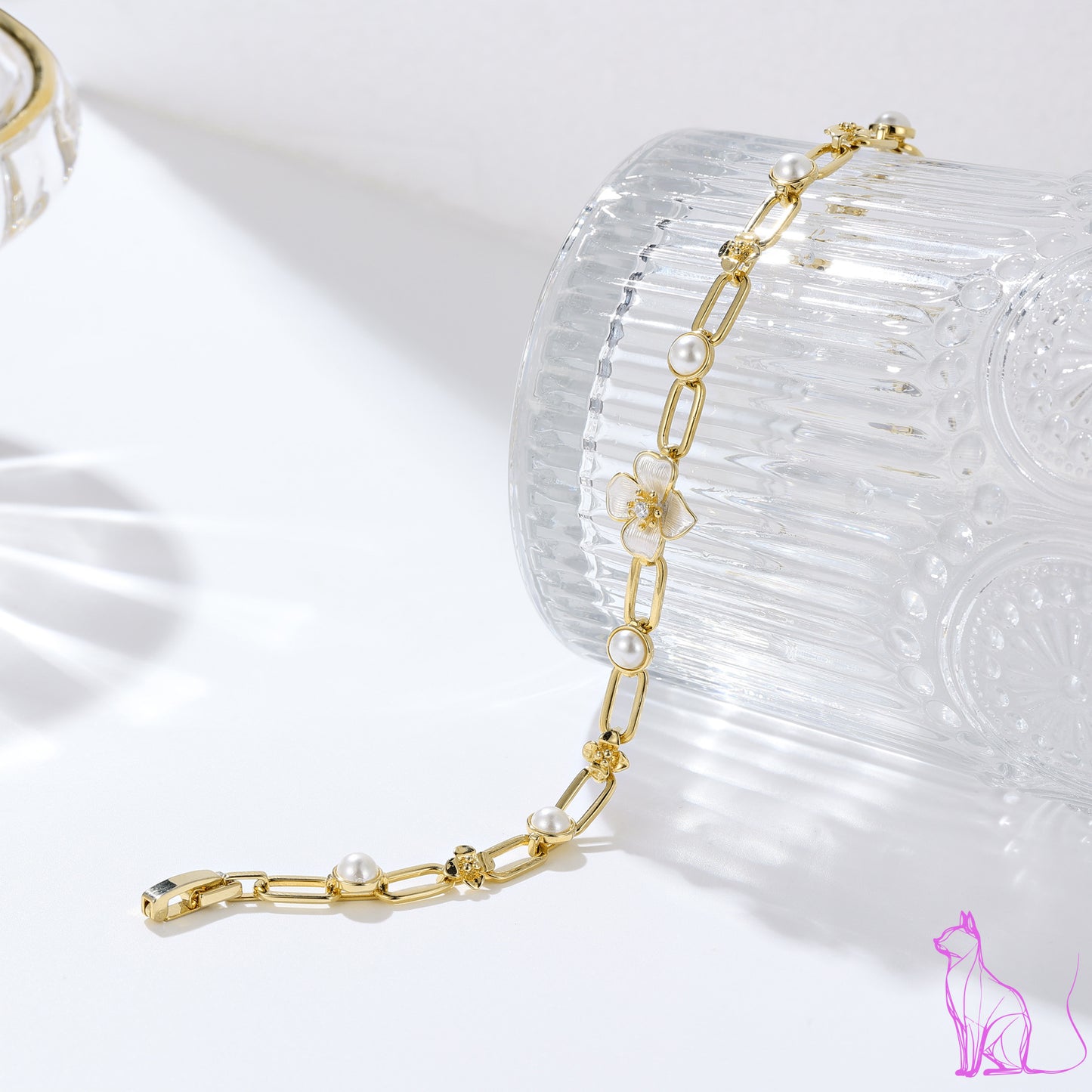 Japanese designer four Zhaohua series pearl copper plated 18K bracelet niche ins fashion elegant temperament hand ornament women