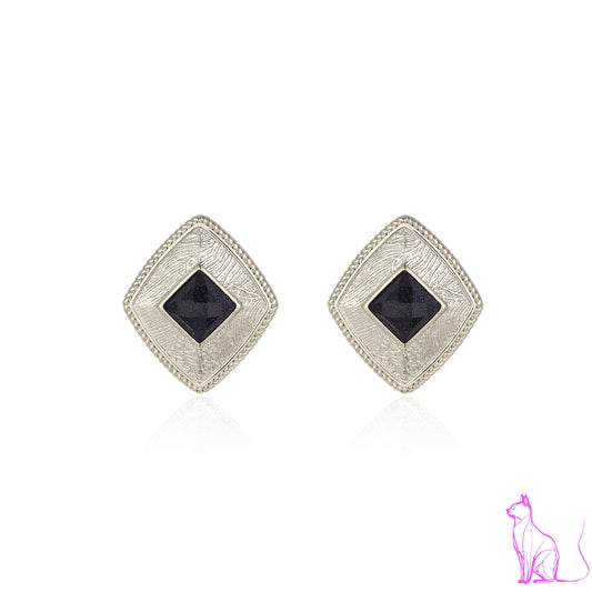 Canadian designer French fashion temperament, high-end sense of geometric square, copper, plated coffee gold, original design earrings