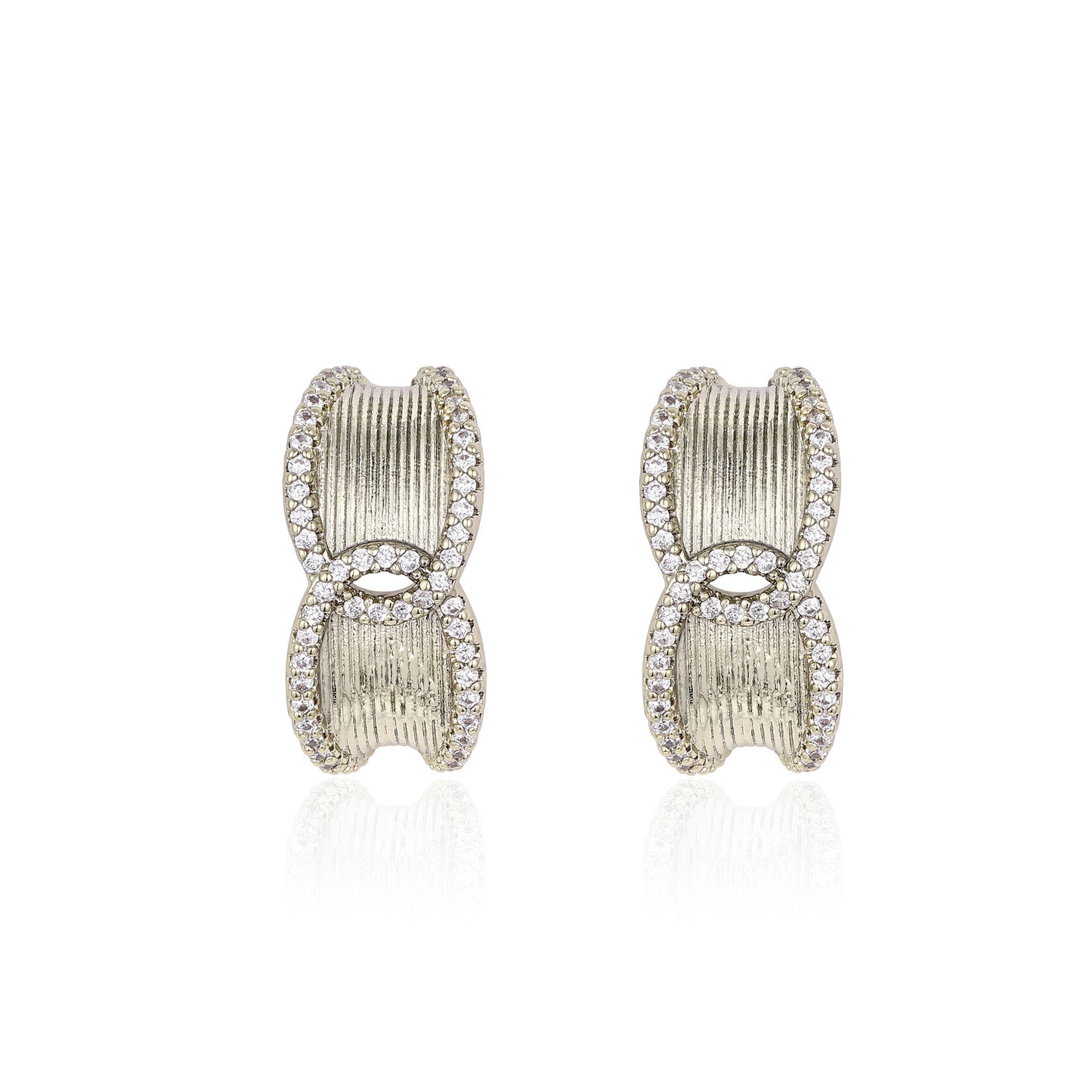 French designer Italian style collection French vintage textured geometric earrings delicate zircon earrings