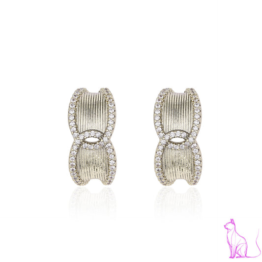 French designer Italian style collection French vintage textured geometric earrings delicate zircon earrings